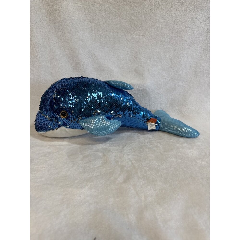 Adventure Planet Sequinimals Plush Dolphin Blue & Silver‎ 17” Sequin